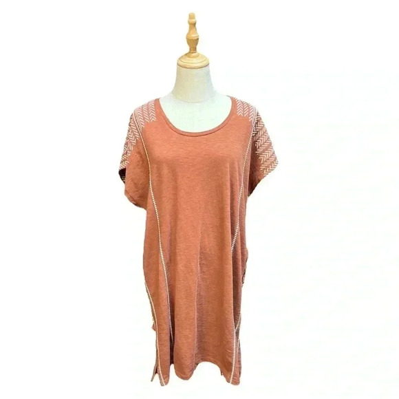 Wrap London Embroidered Cotton Jersey Kaftan Dress in Chili 100% Cotton Size 6 - Picture 1 of 9